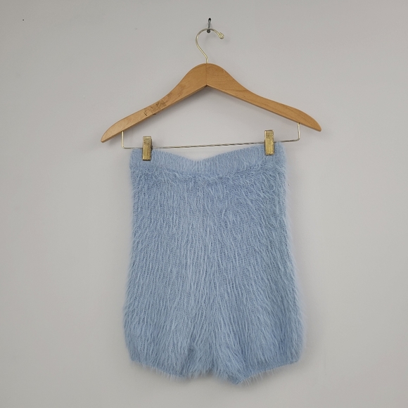 NWT Zara Blue Fuzzy Knit Shorts Sz Medium - Picture 3 of 9